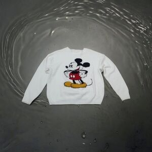Disney Mickey Mouse Acrylic Sweater Women's Size L White long sleeves